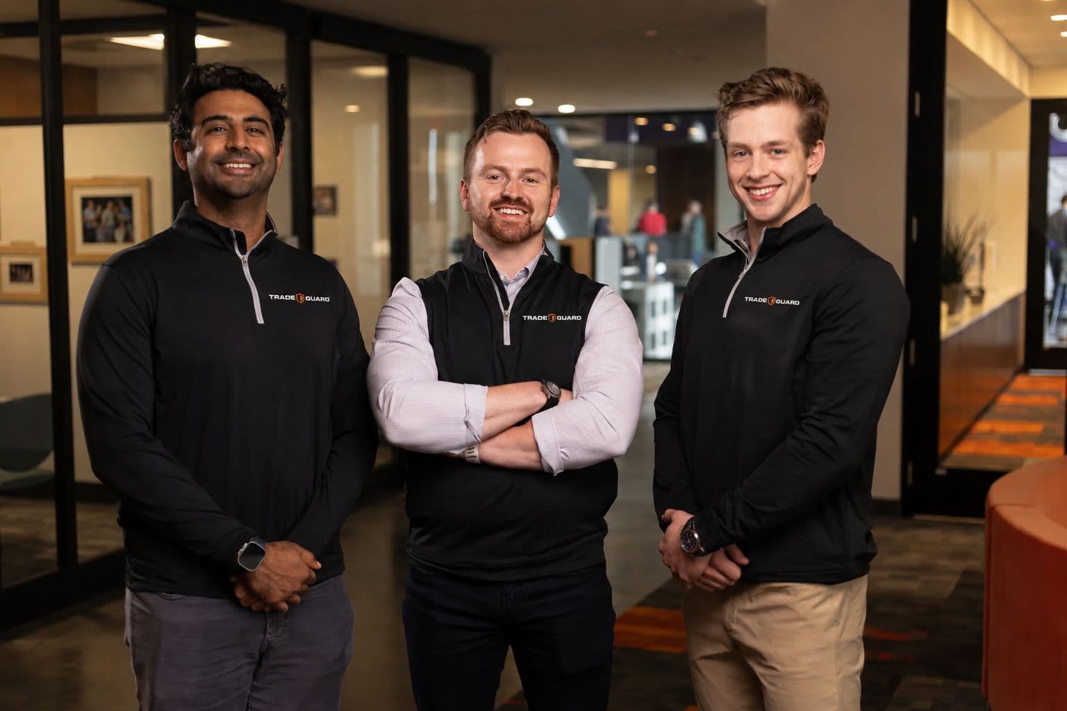 TradeGuard founding team — Tyler Amundsen, Garrett Amundsen, and Vrain Ahuja